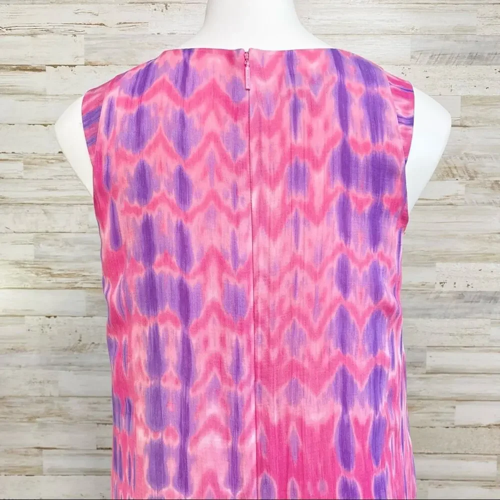 Anne Klein Collection Tie Dye Dress Womens Size 2 Pink Shift Silk Cotton Blend - Picture 10 of 16
